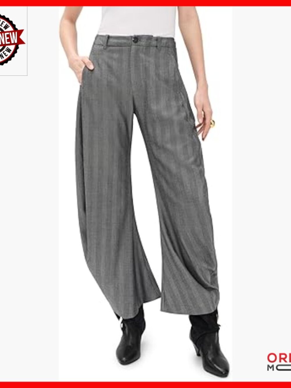 Mid-Weight Stretch Trousers, Barrel Cut with Asymmetric Hem